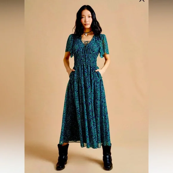 La Ligne | Dresses | Nwt La Ligne Eleonore Dress Green Navy Xs | Poshmark
